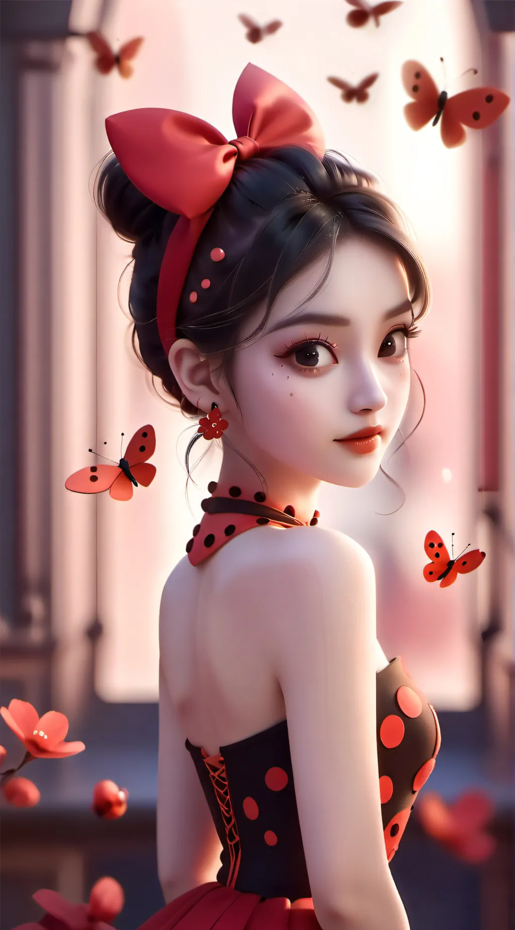 ai character: Lady bug, cat Noir background