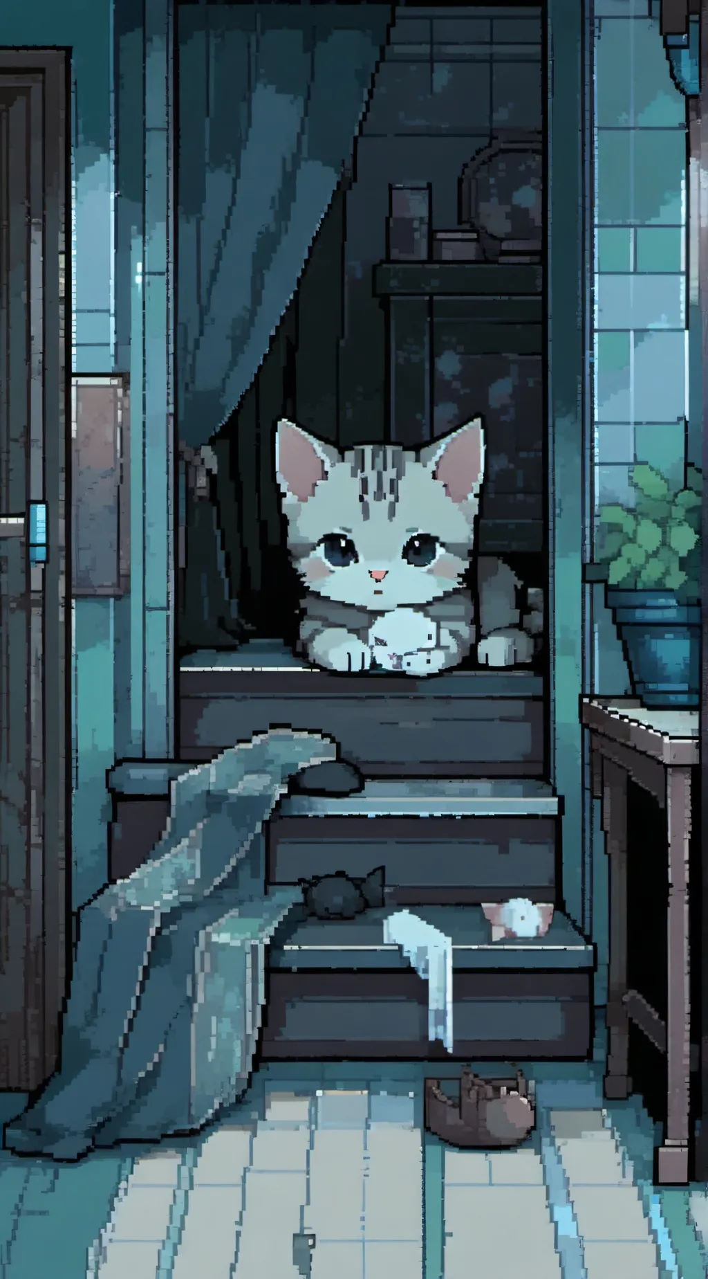 ai character: newborn cat female background
