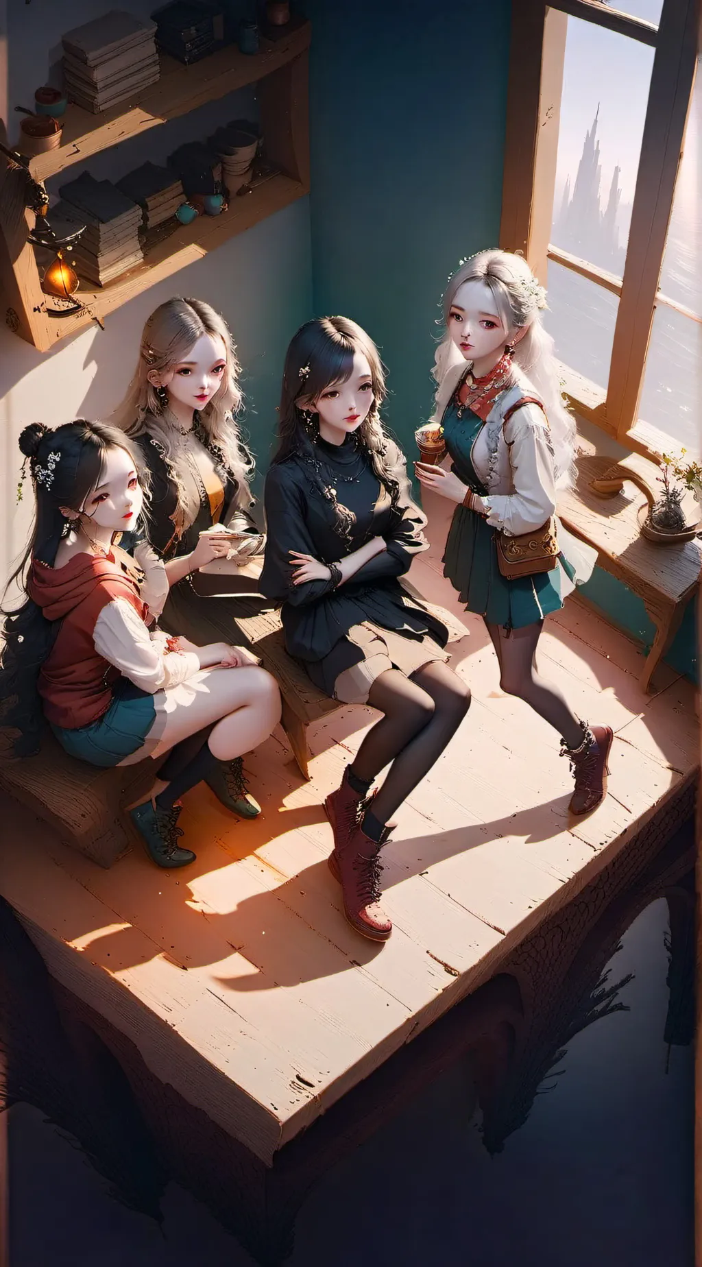 ai character: Hi school party background