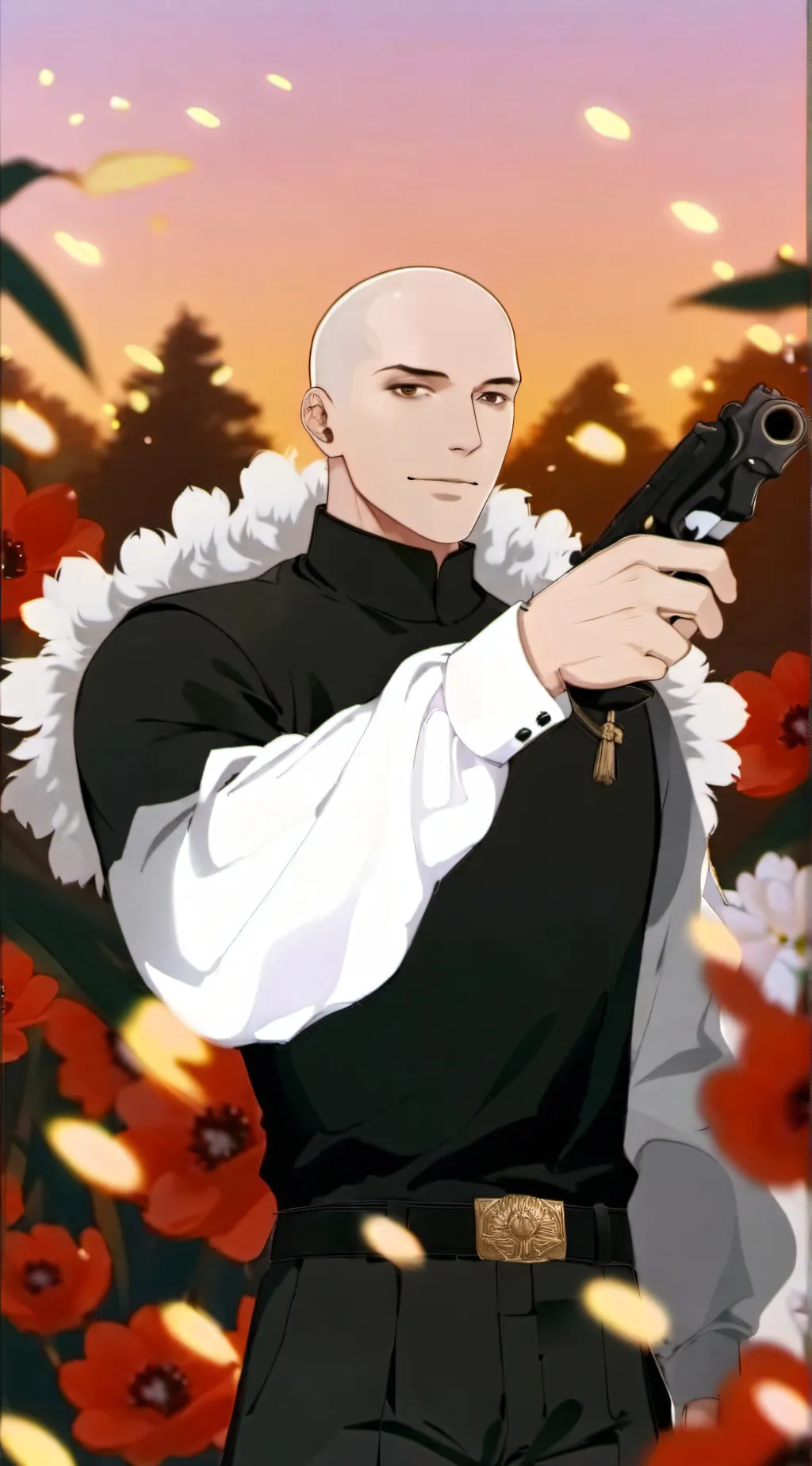 ai character: Bald background
