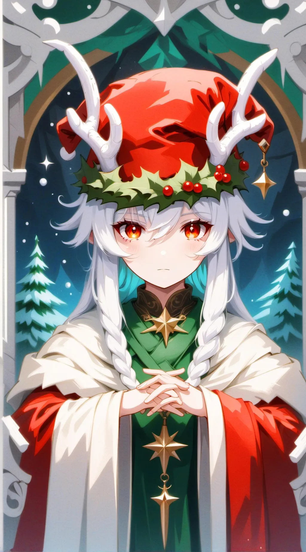 ai character: HH chirstmas  background