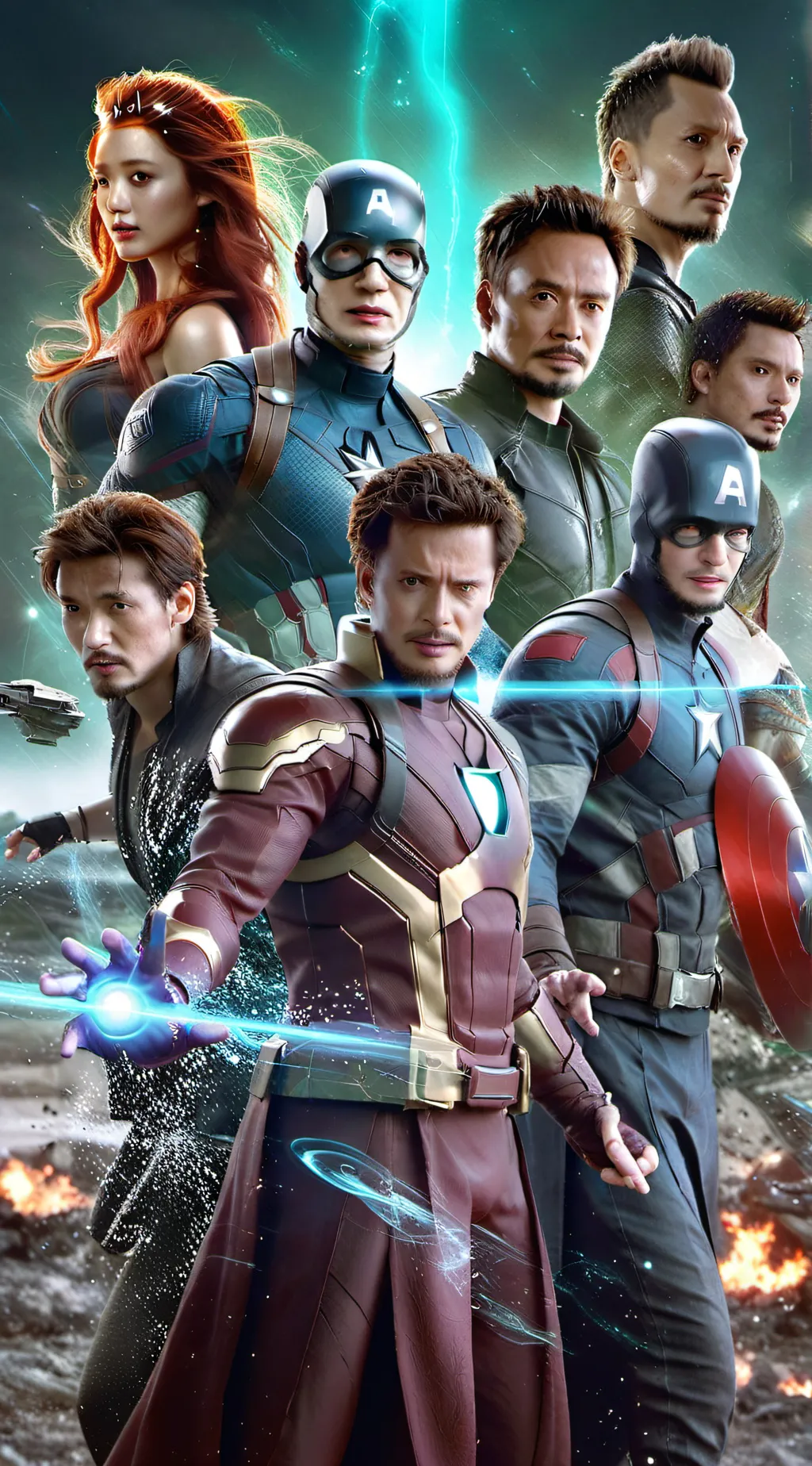 ai character: Avengers hybrid  background