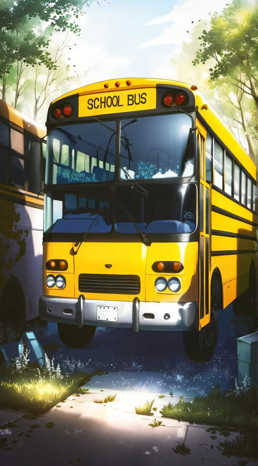 ai character: SCHOOLBUSGRAVEYARD background