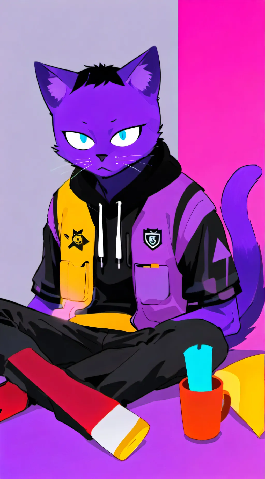 ai character: Ryth💜💅🏻🐈 background