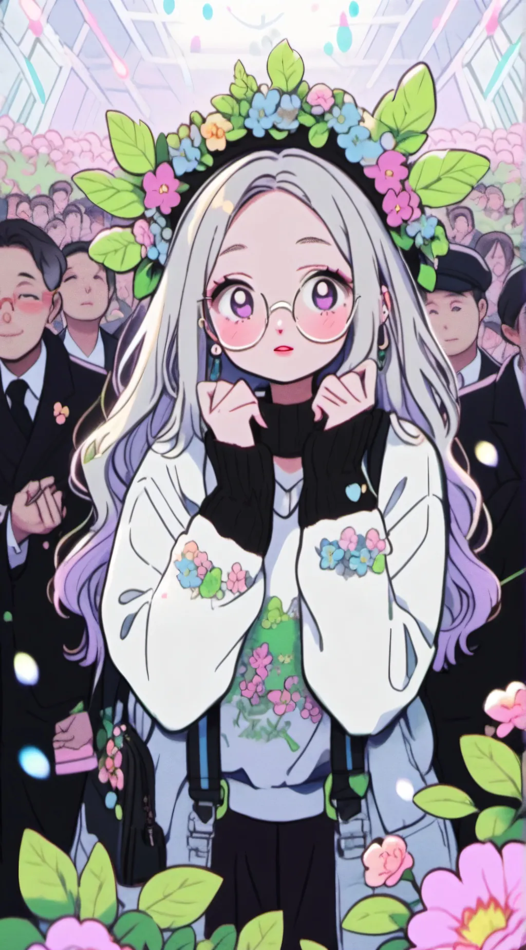 ai character: hazel her friends  background
