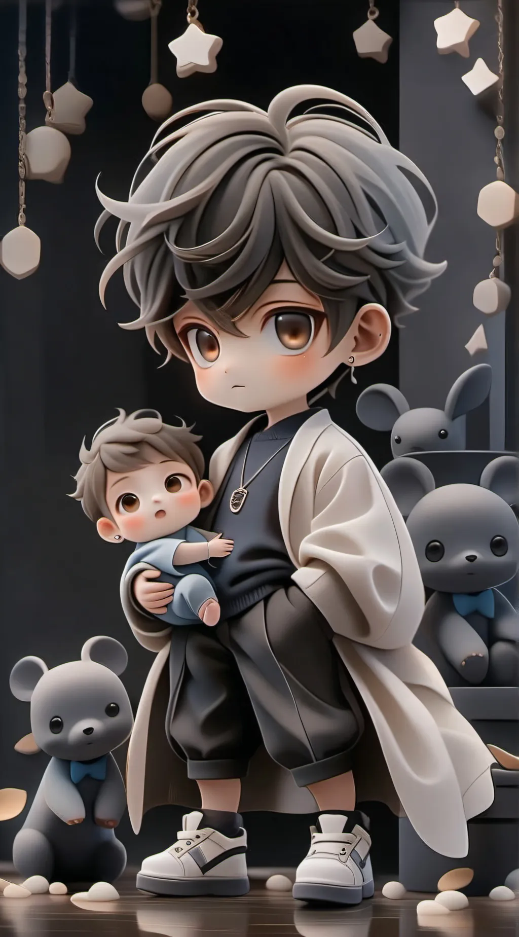 ai character: twin baby boy background