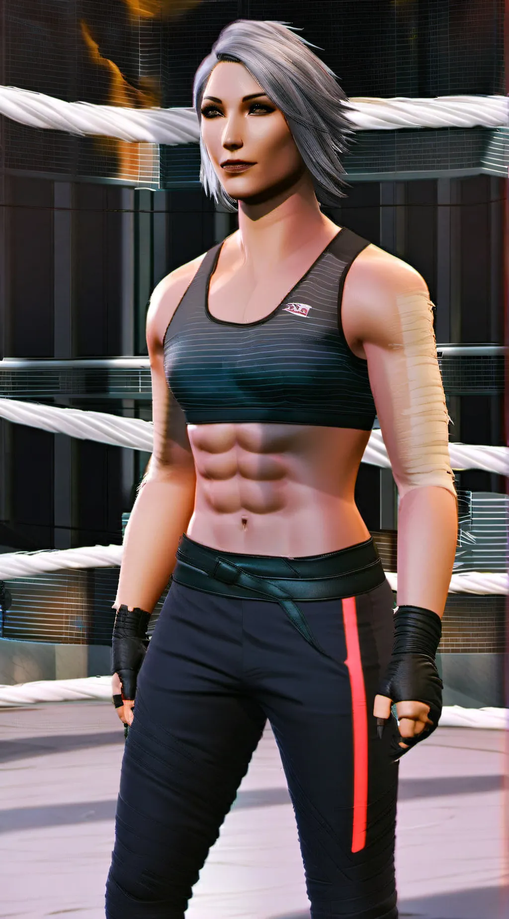 ai character: rhea Ripley  background