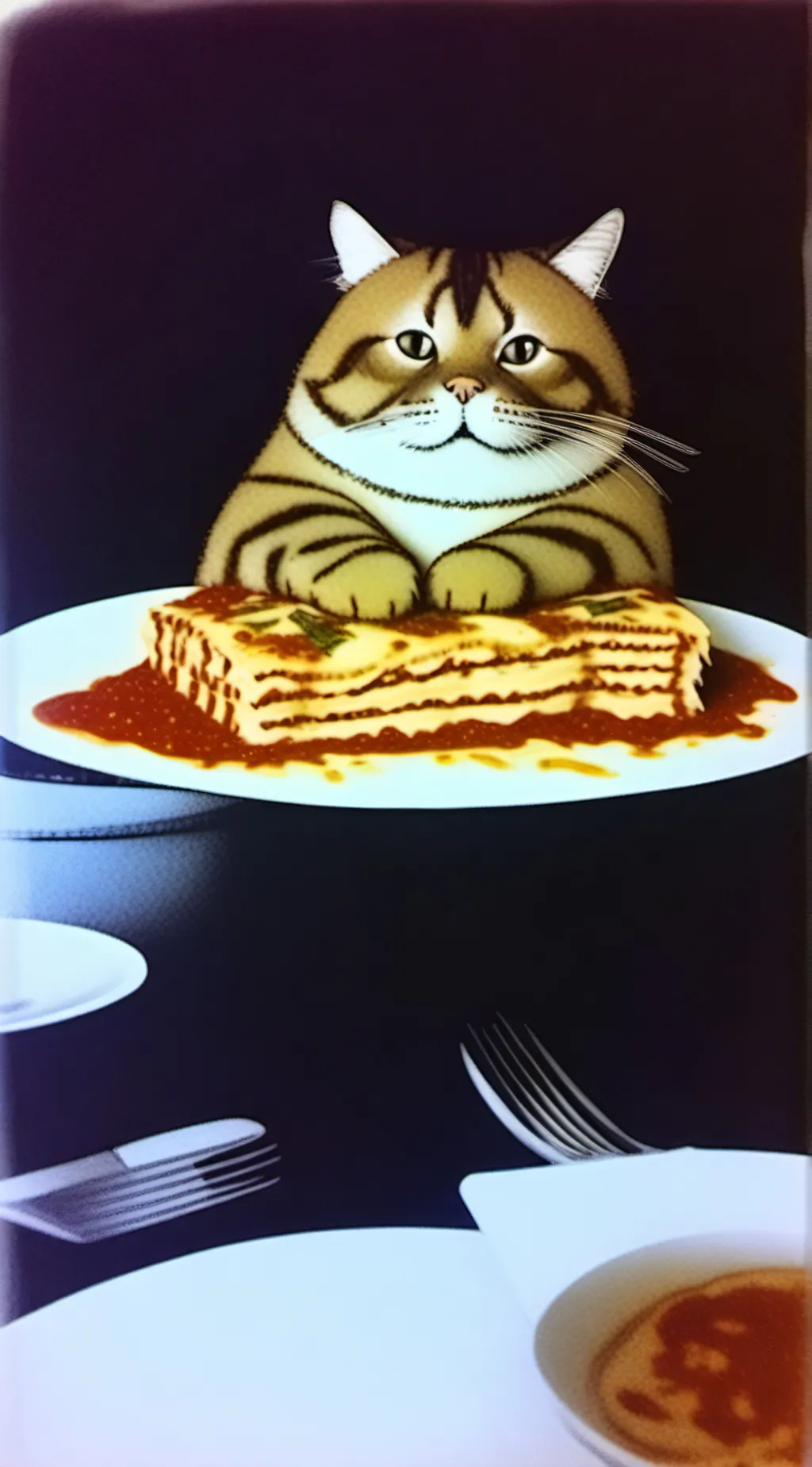 ai character: garfield  background