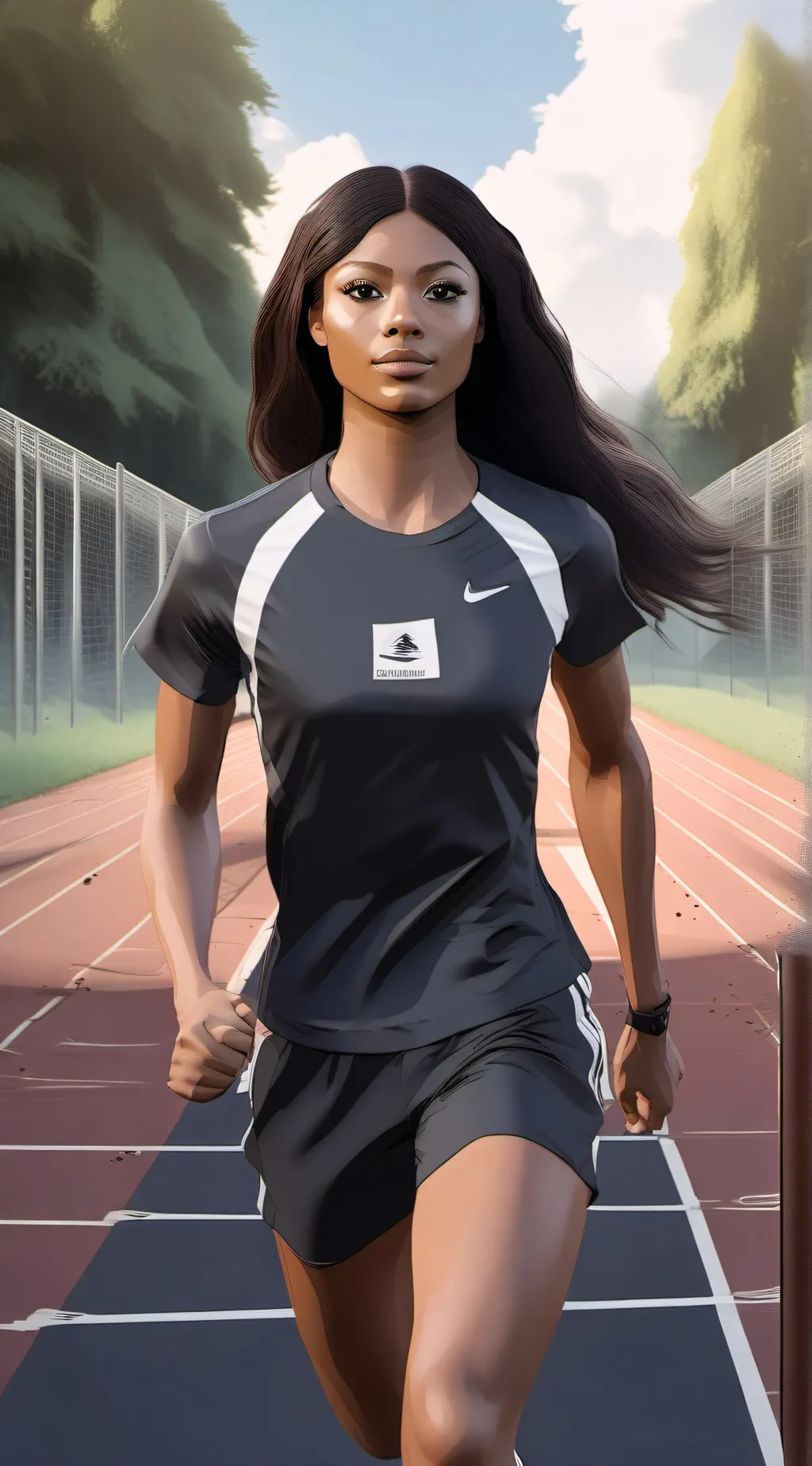 ai character: gabby Thomas  background