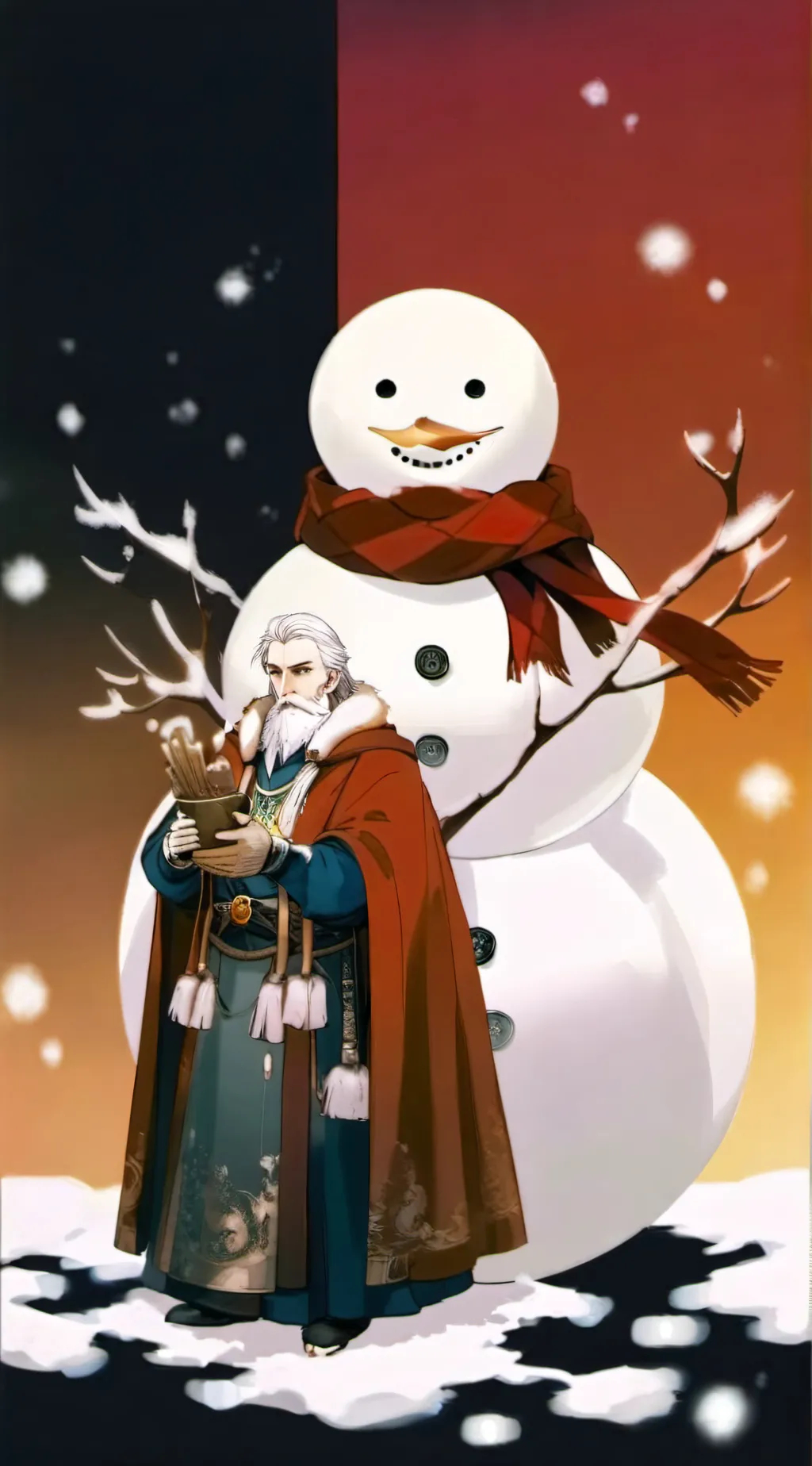 ai character: Snow city background