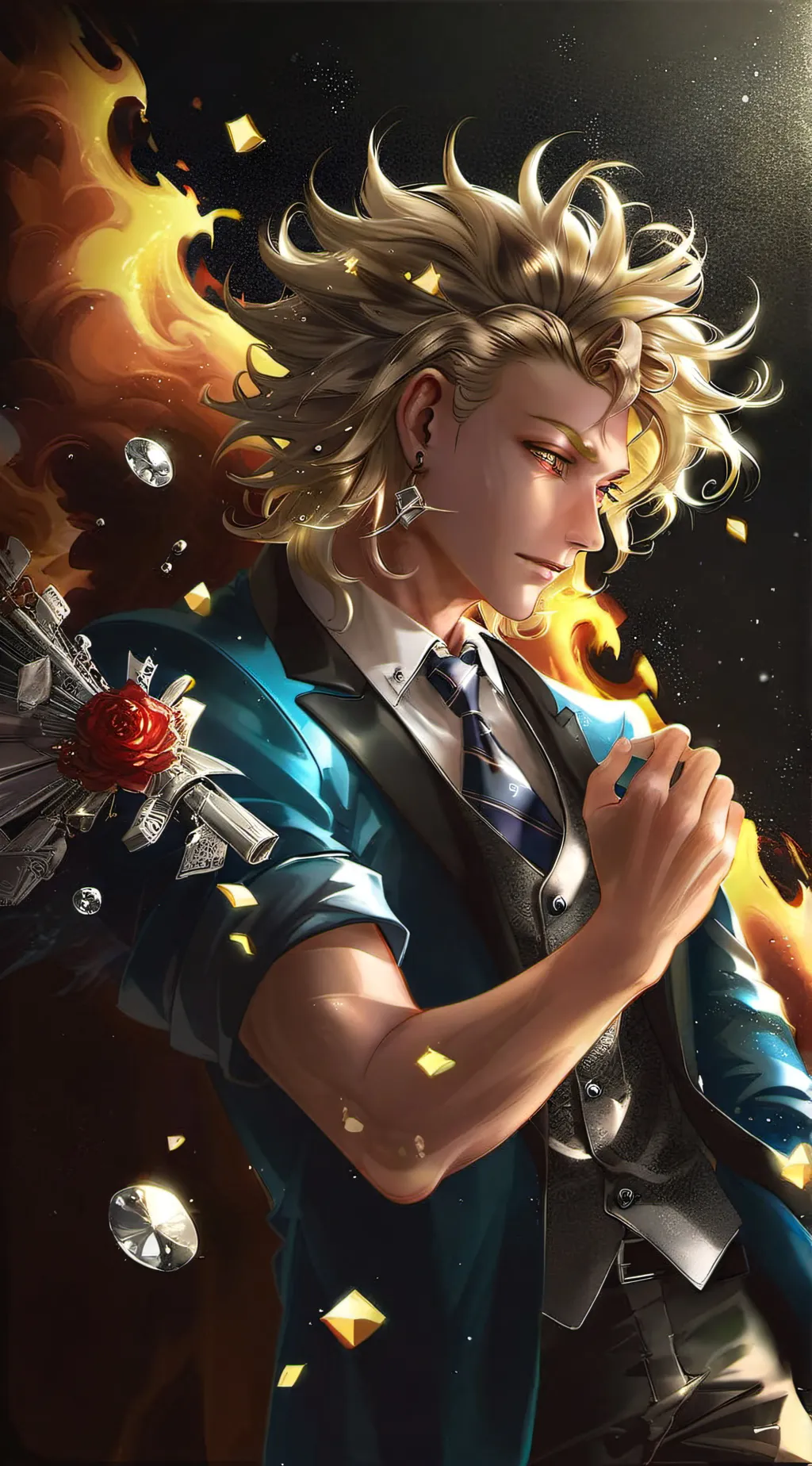 ai character: Giorno Giovanna  background
