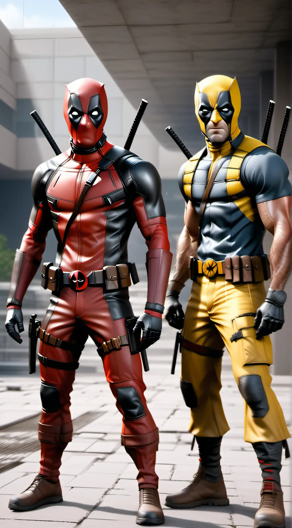 ai character: DeadpoolWolverine background
