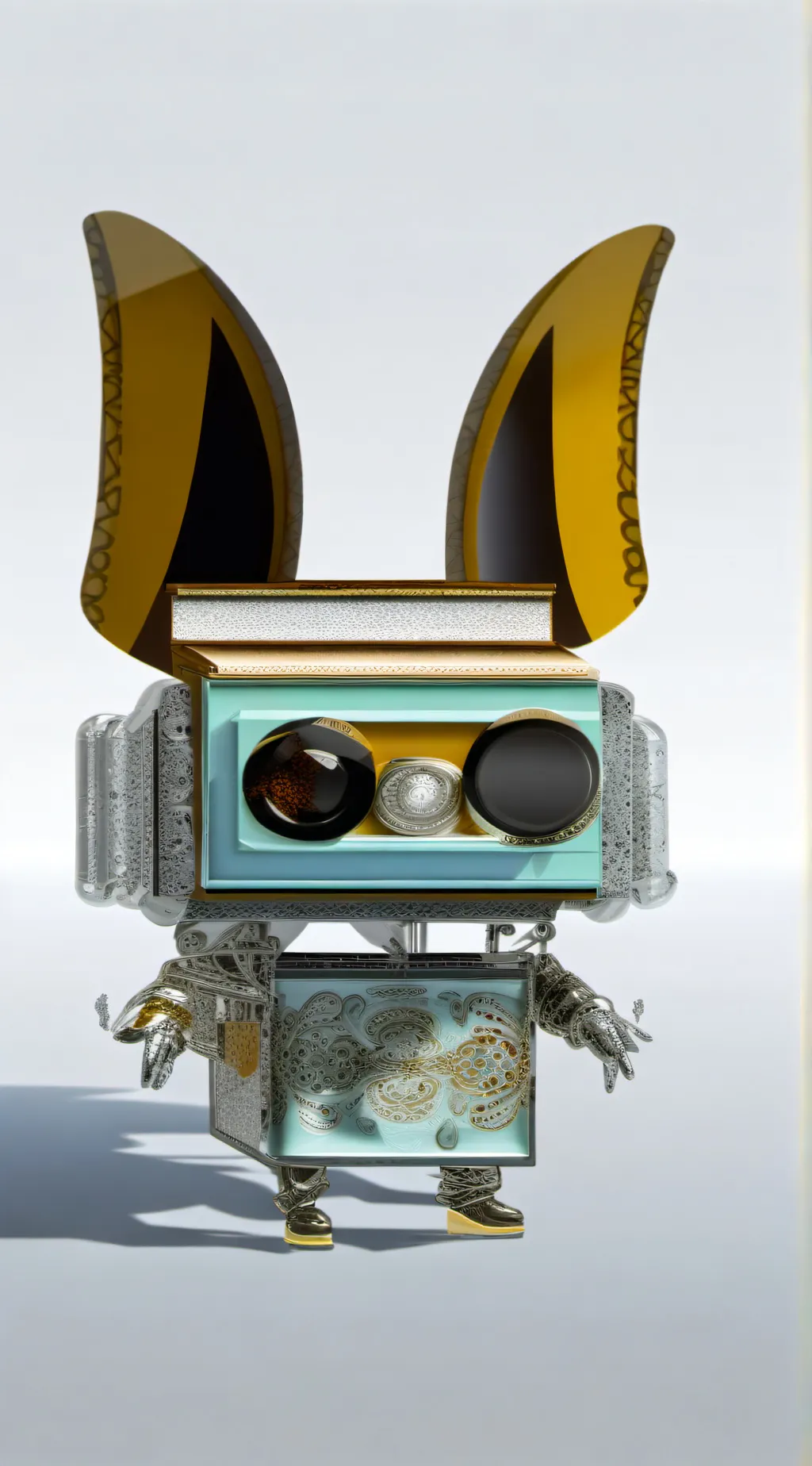 ai character: titan clock man  background