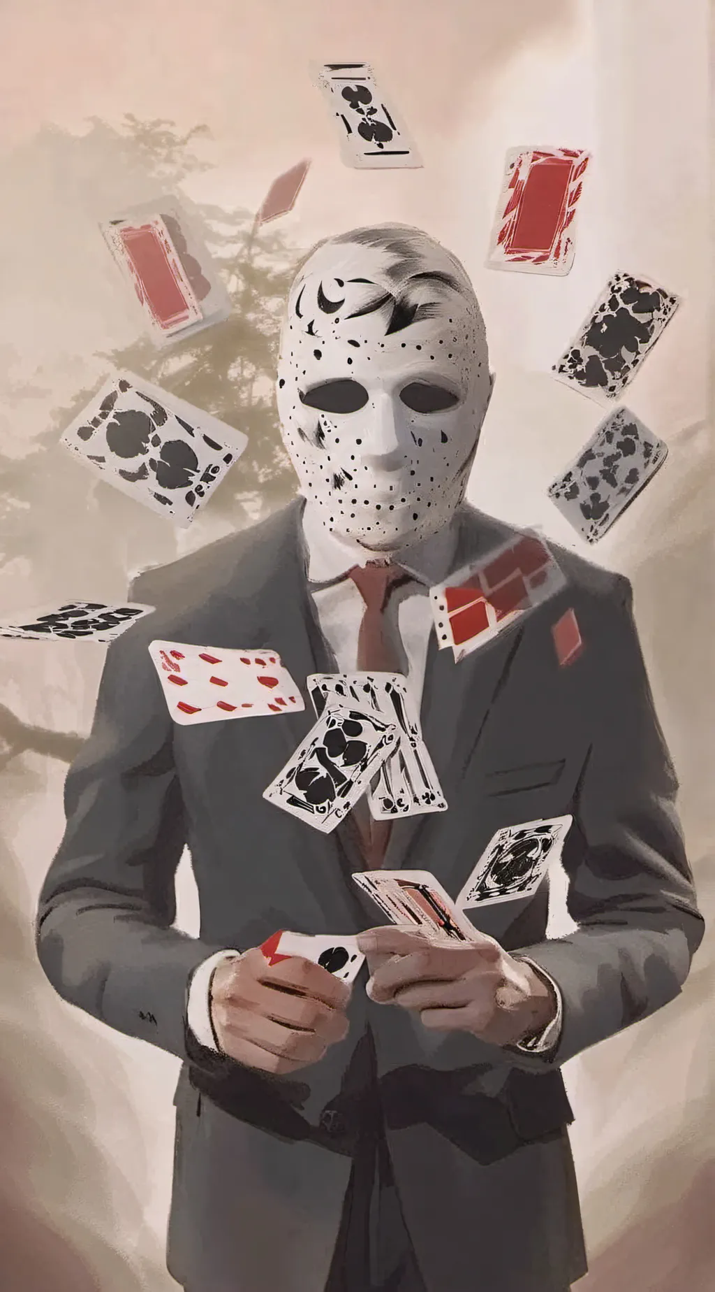 ai character: the face of cards background