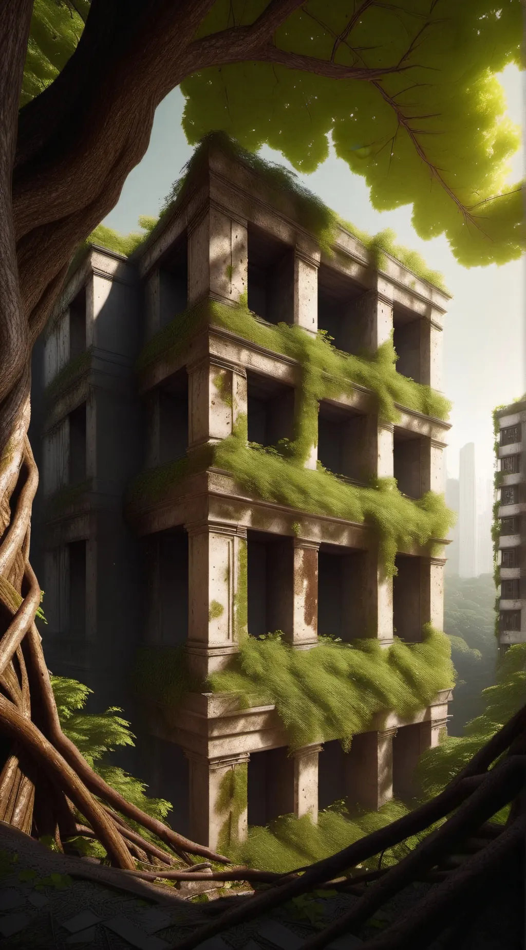 ai character: The abandoned city background