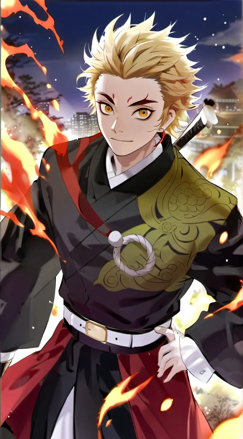 ai character: KnY(Rengoku X y/n) background