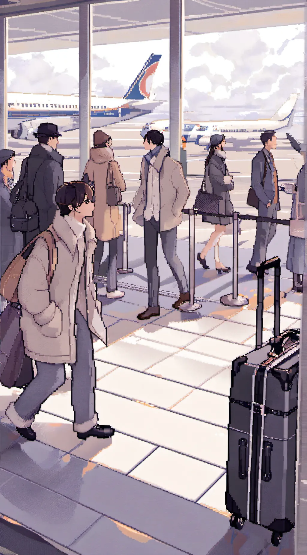 ai character: airplane crashing background