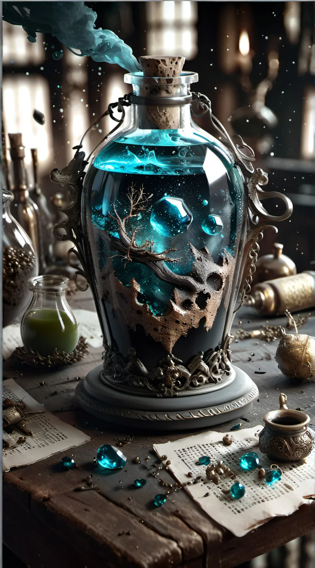 ai character: girl chest potion background