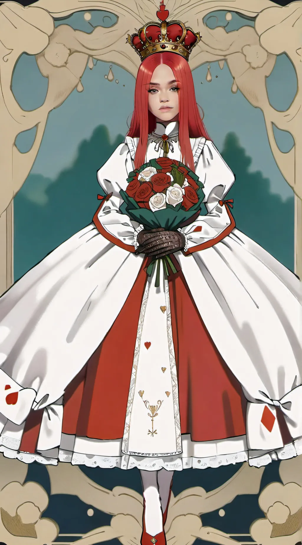 ai character: Queen of hearts background