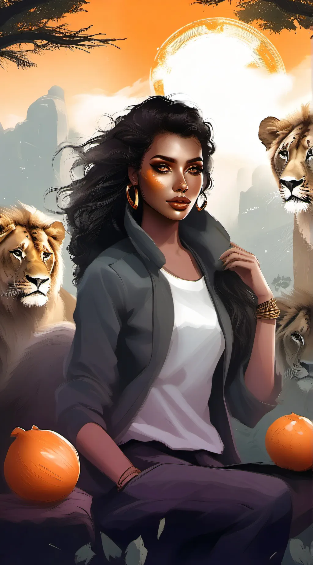 ai character: zodiac sign:leo background