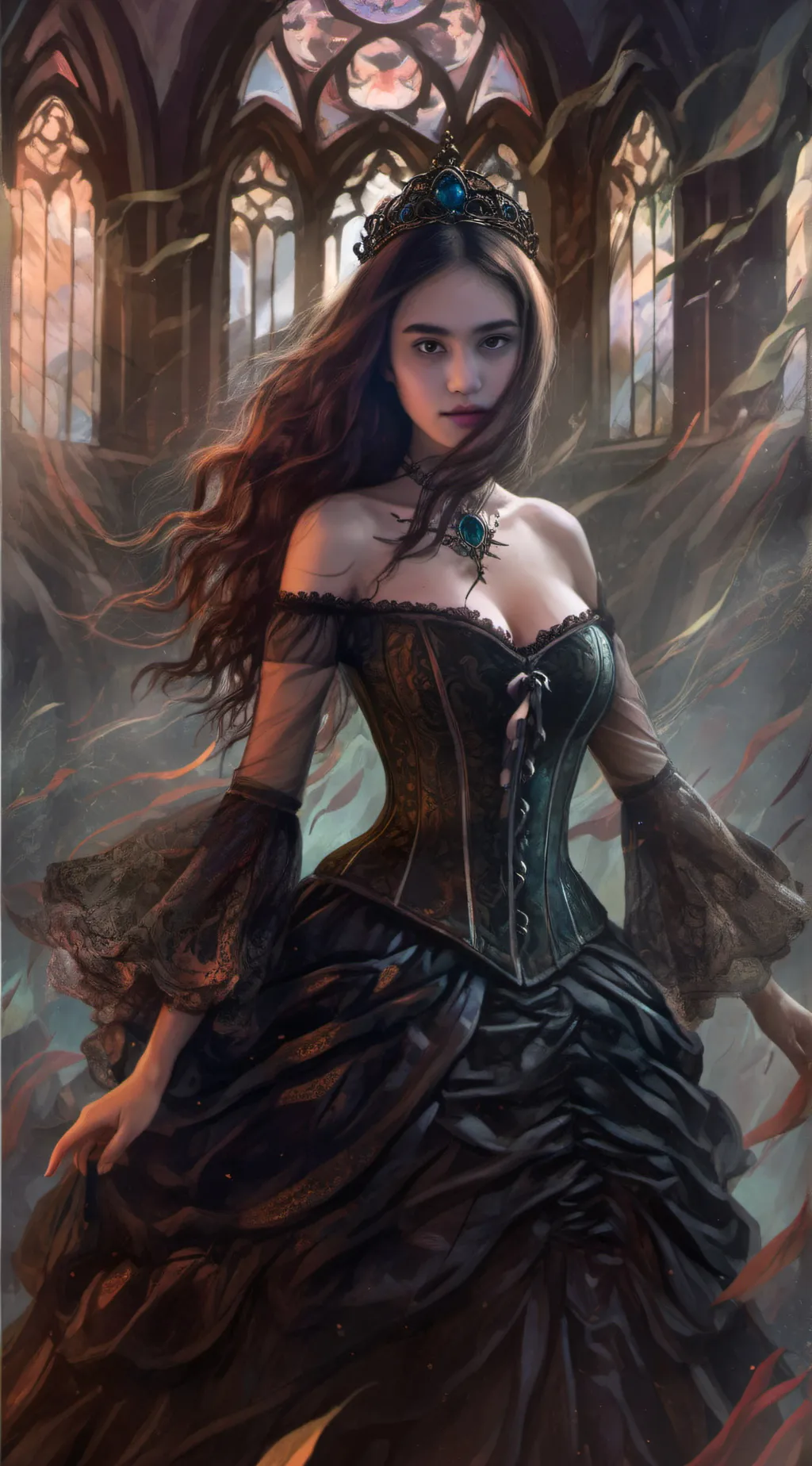 ai character: QUEEN VIRGINIA background