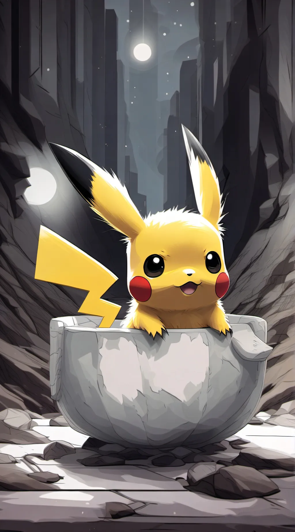 ai character: ￼ baby Pikachu background