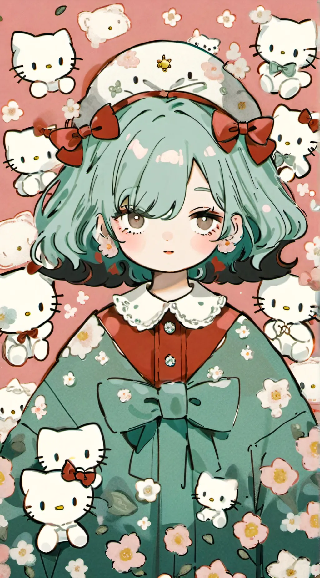 ai character: Hello Kitty  background