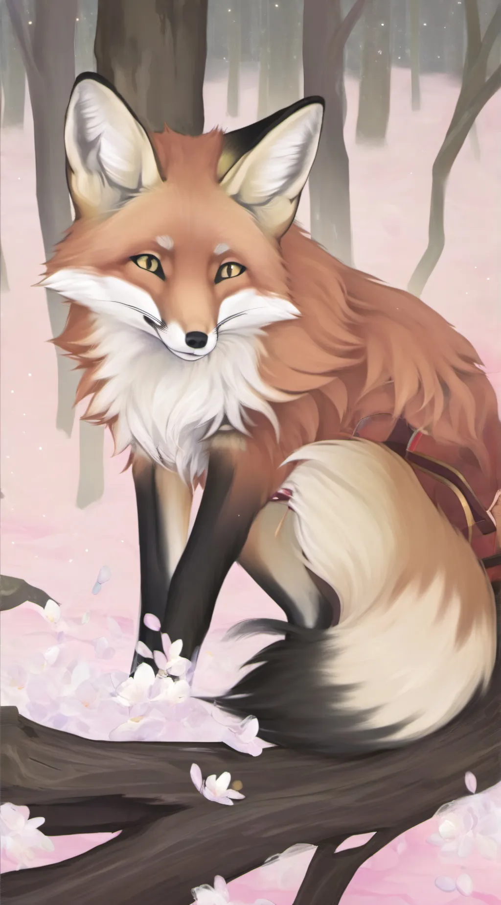 ai character: A fox caught  background