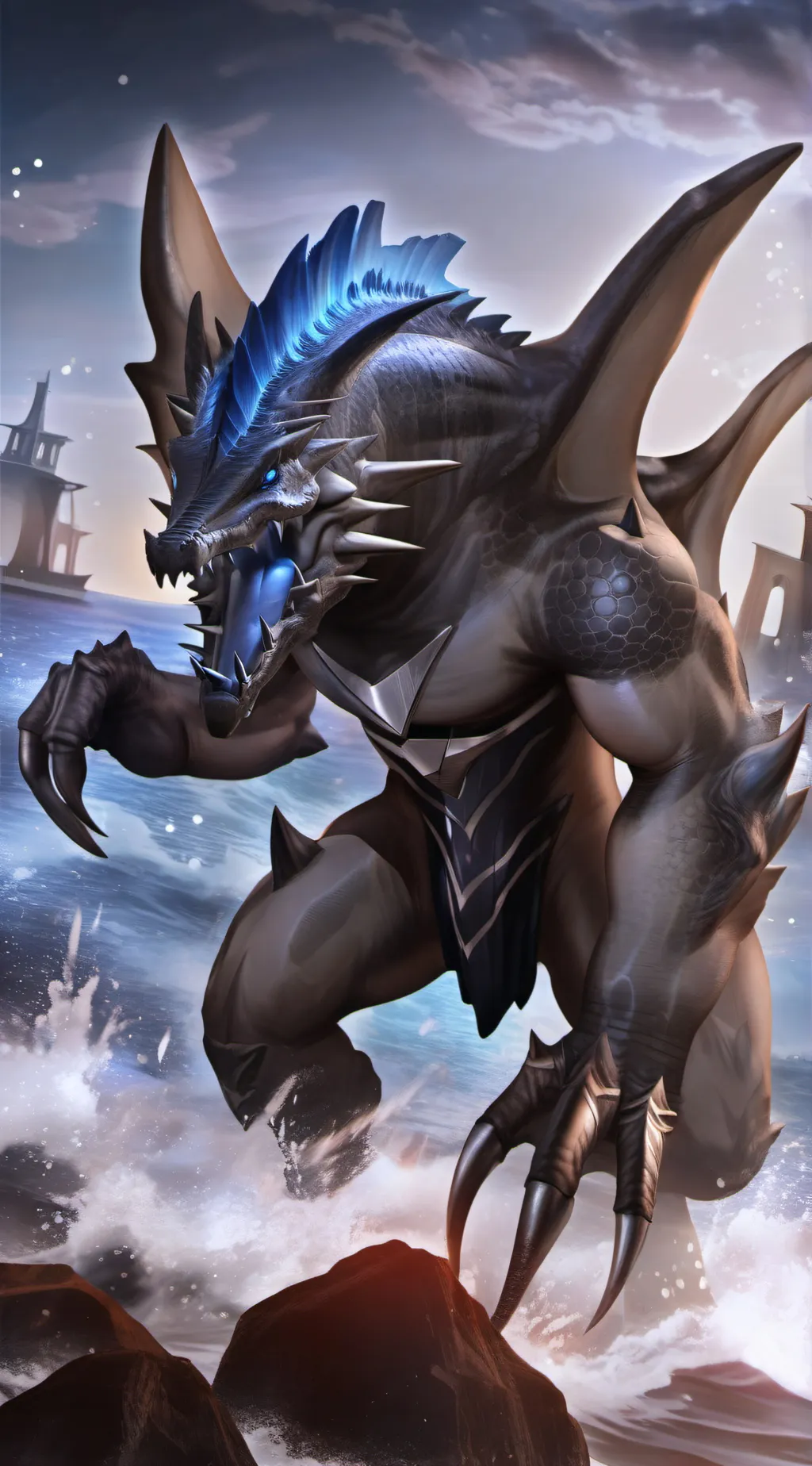 ai character: Godzilla background