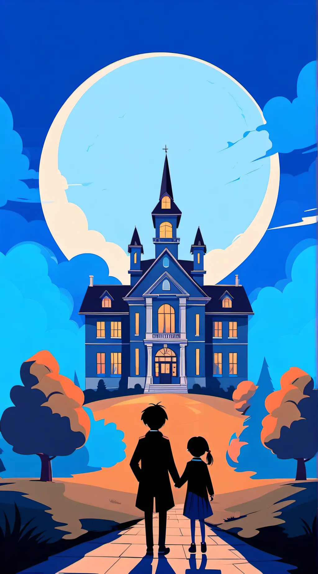 ai character: CH haunted school  background