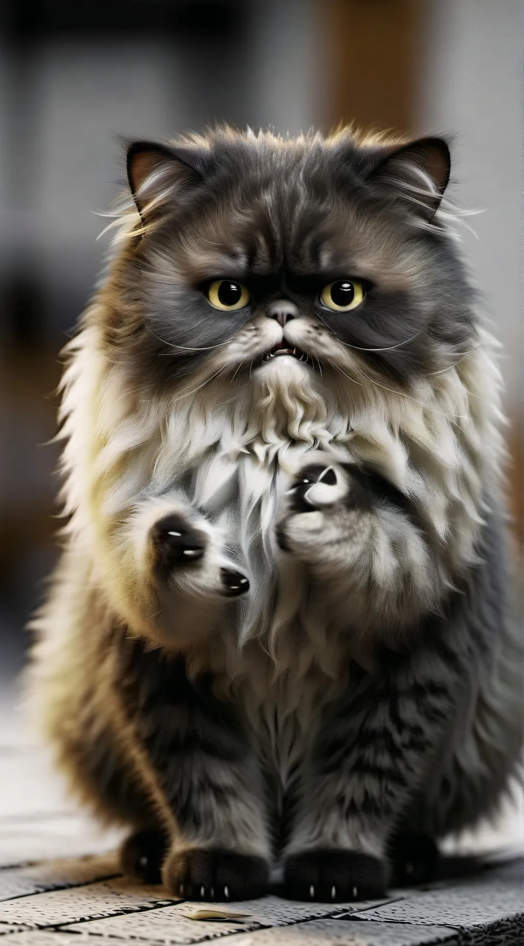 ai character: Chubby kitty  background