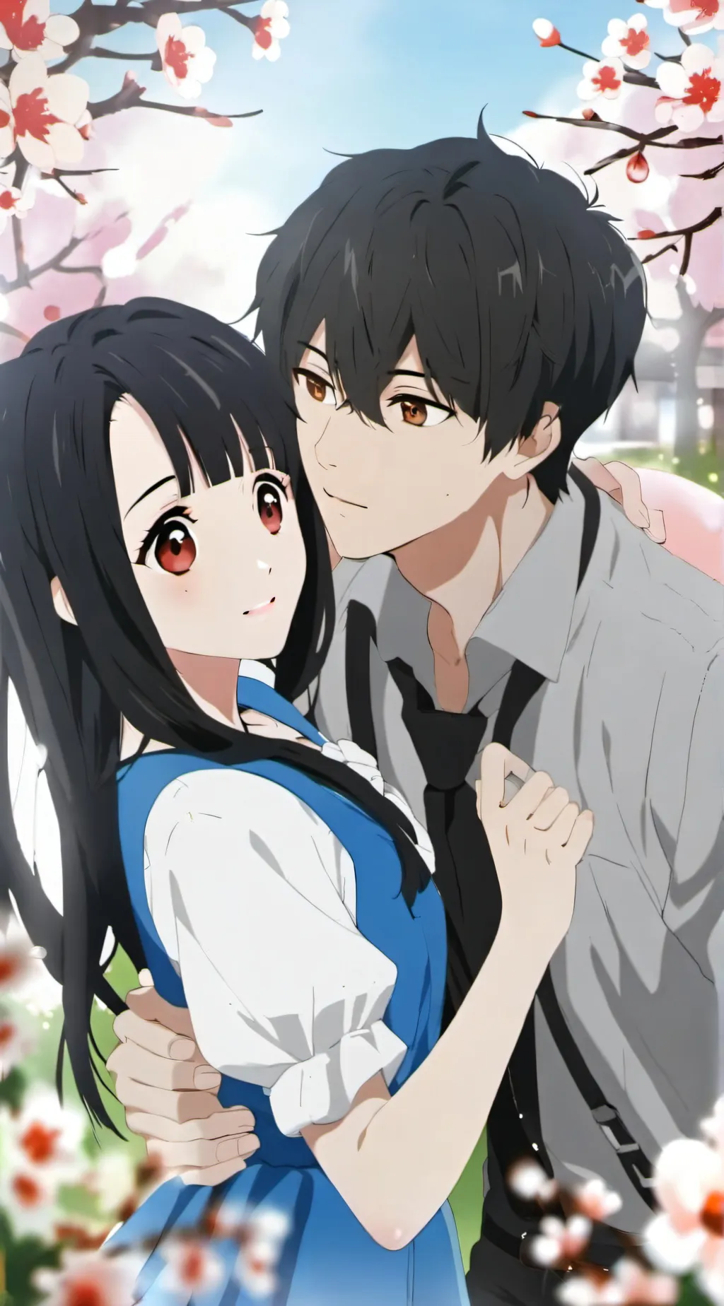 ai character: boy and girl  background