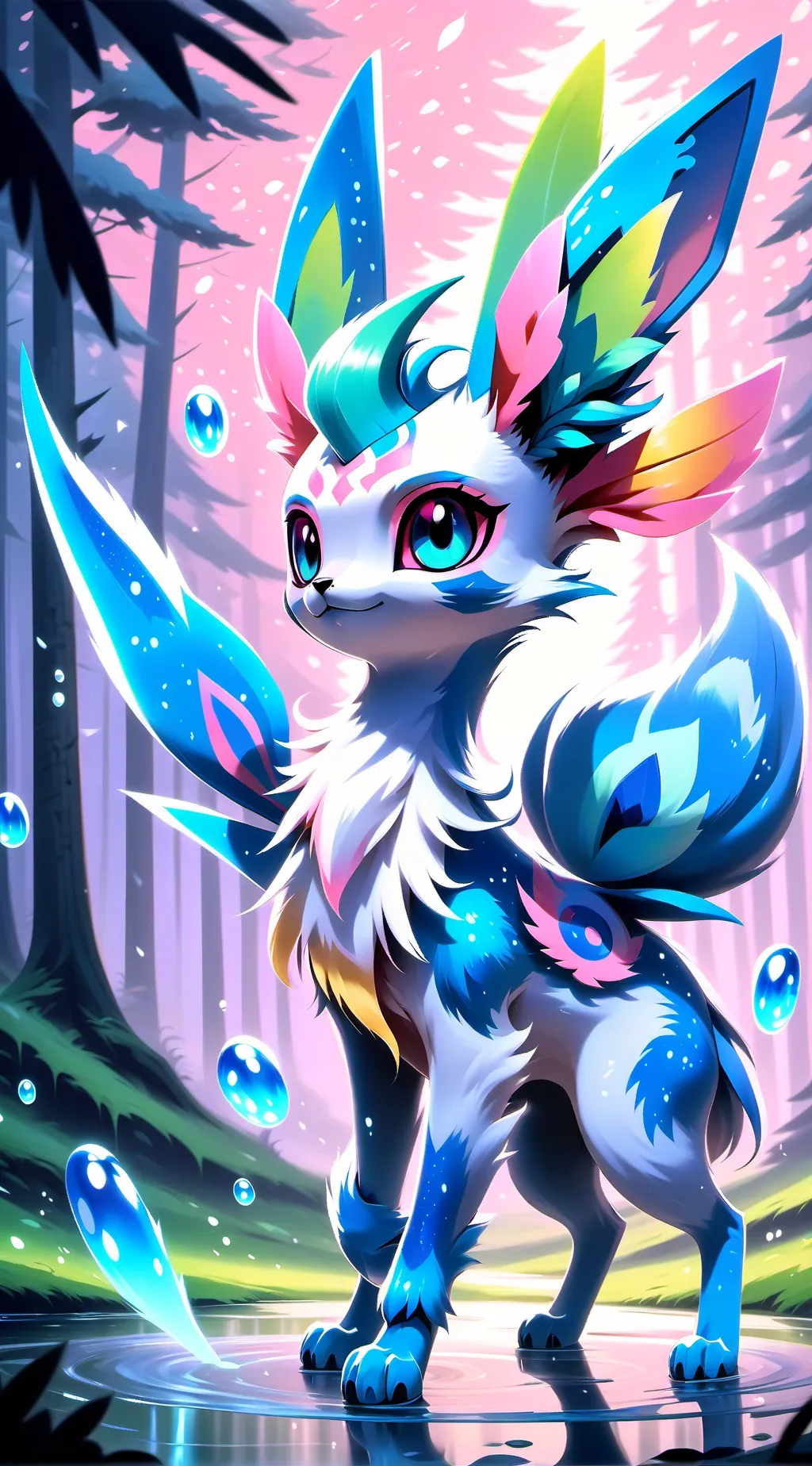 ai character: Leafeon+Sylveon background