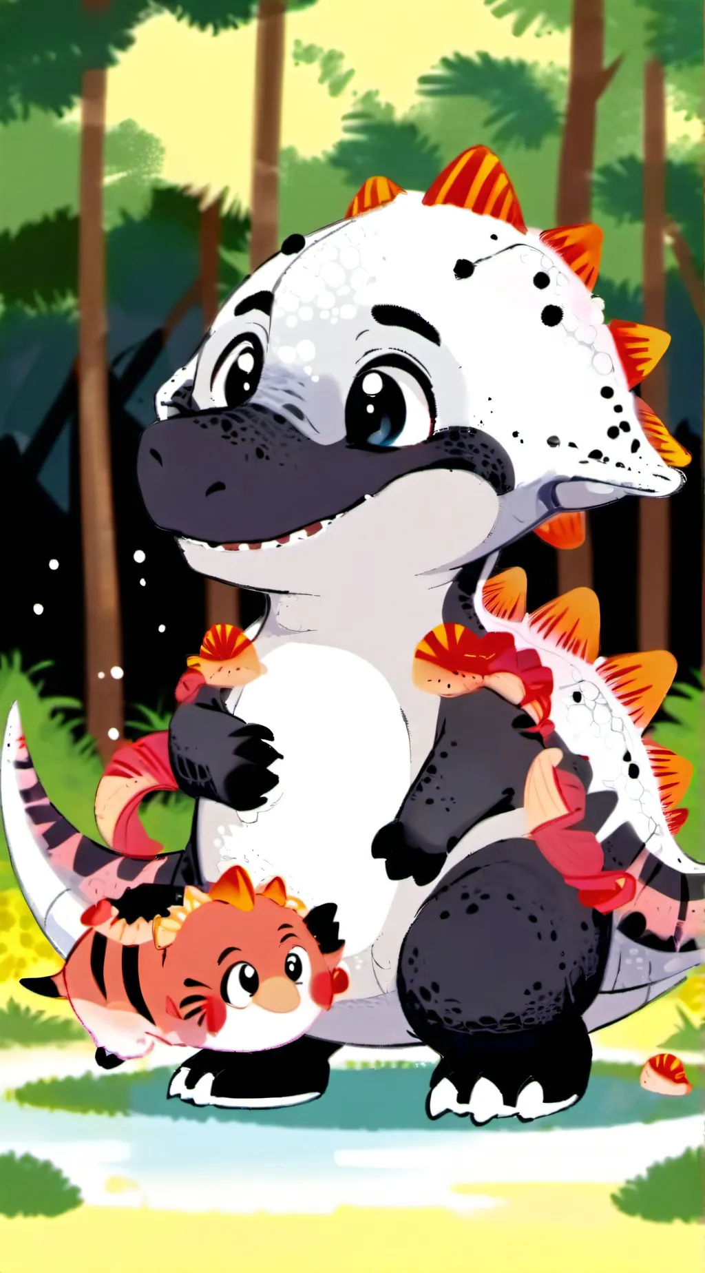 ai character: Indo raptor baby  background