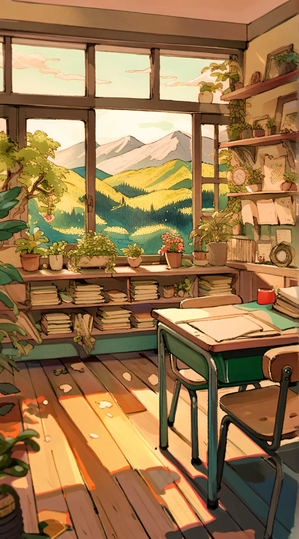 ai character: hybrid school  background