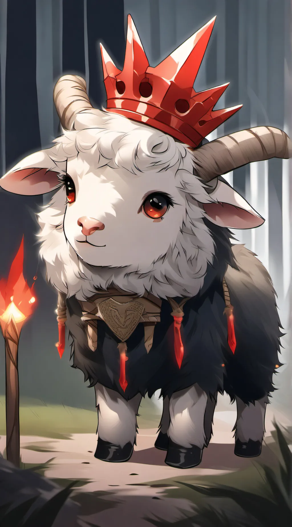 ai character: Cult of the Lamb.  background