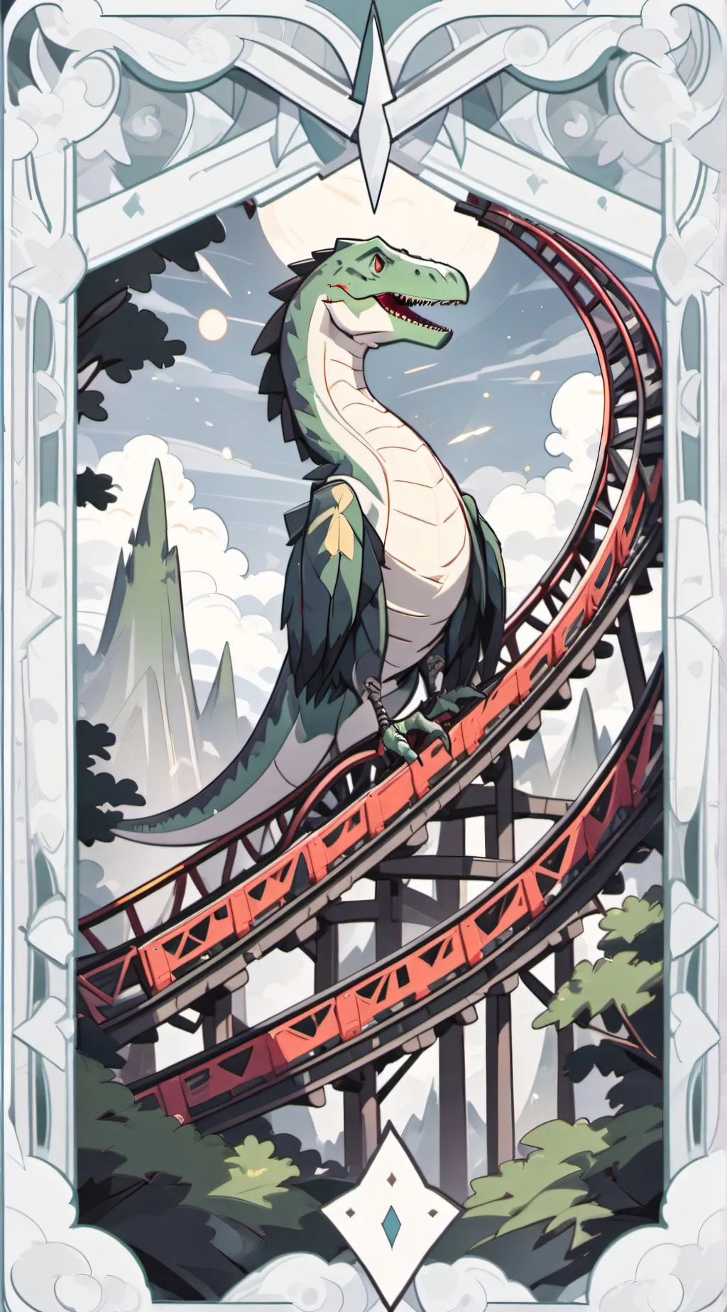 ai character: MD on velociraptor background