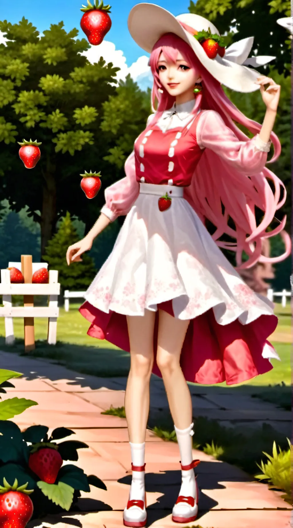 ai character: Strawbery Shotcake background