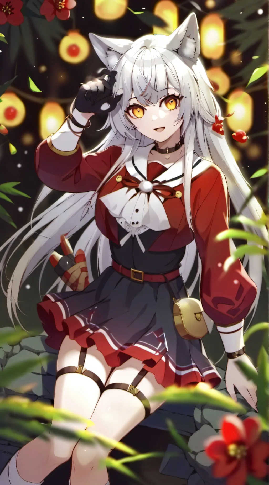 ai character: giant wolf girl background