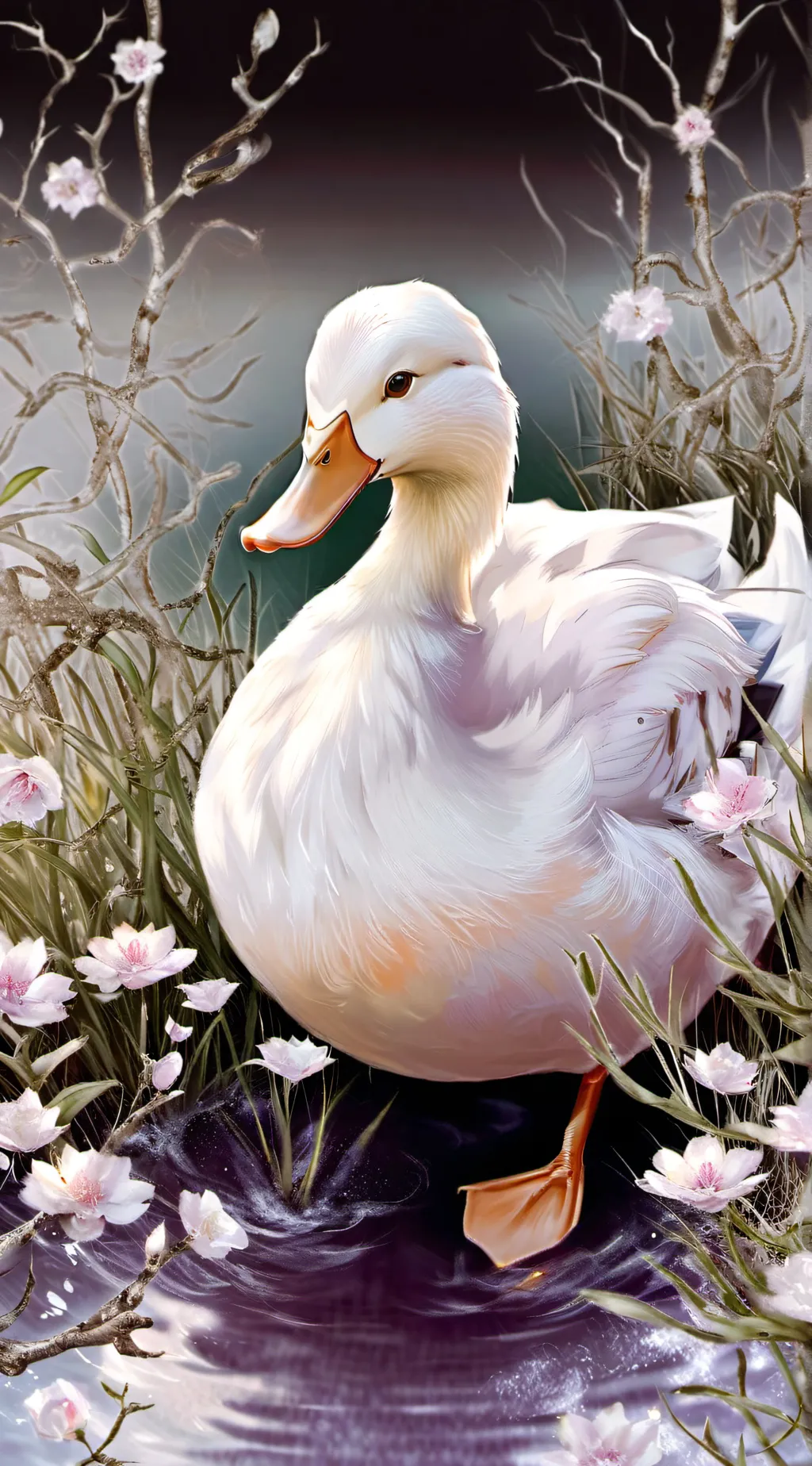 ai character: The duck walks  background
