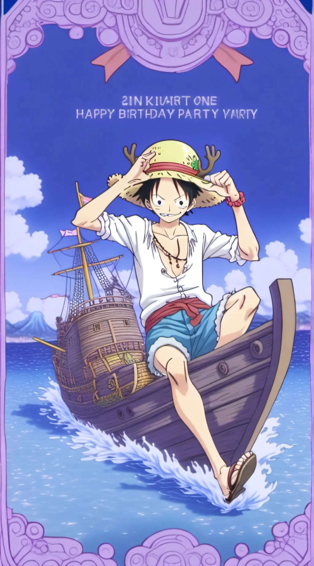 ai character: One piece birthday background
