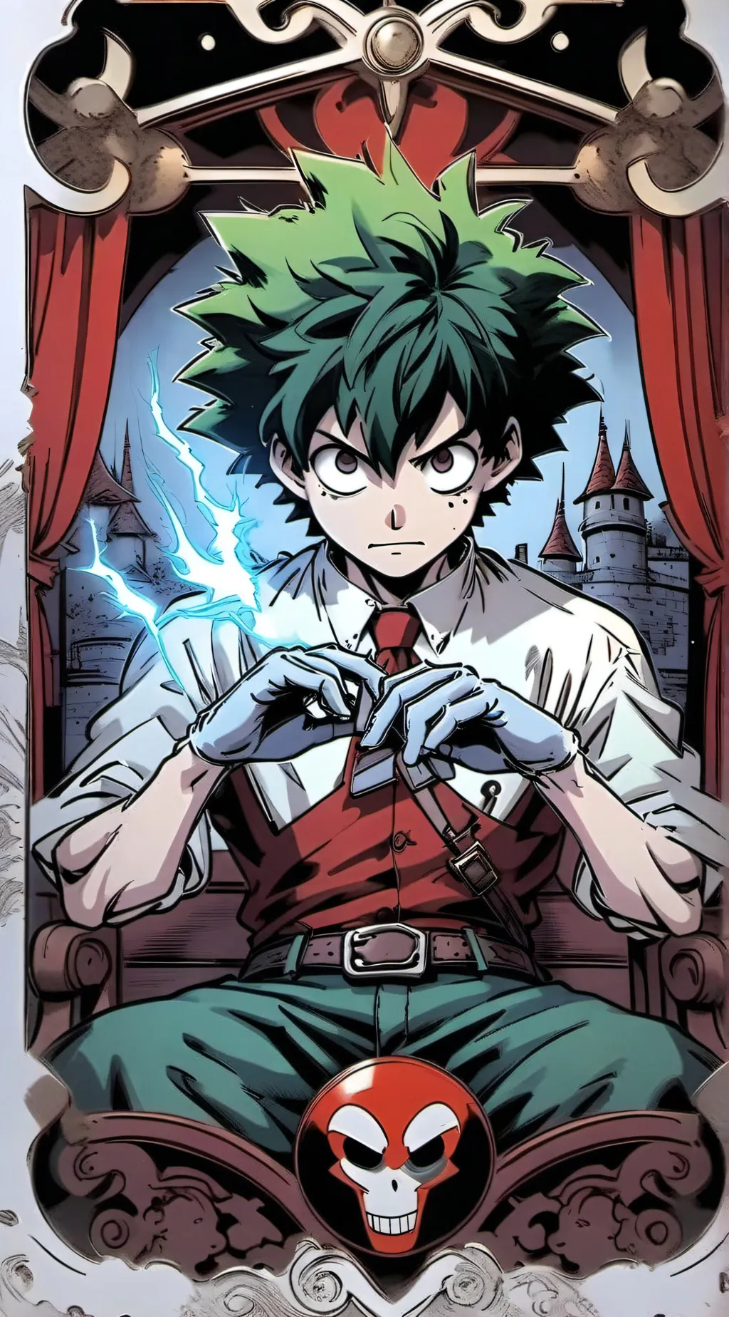 ai character: Baku vs bed deku background