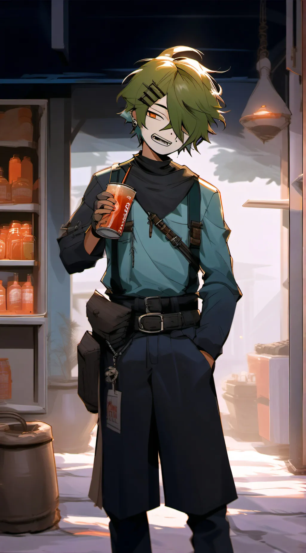 ai character: 💚green💚 background