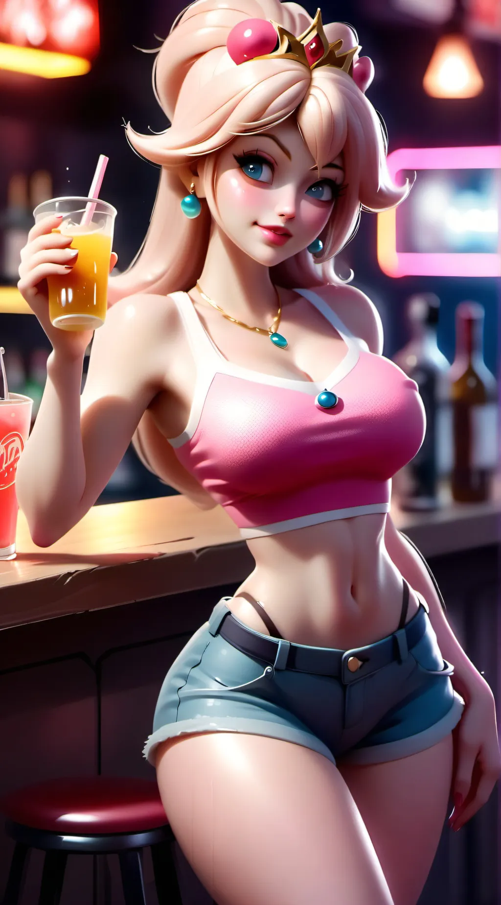 ai character: Princess Peach  background