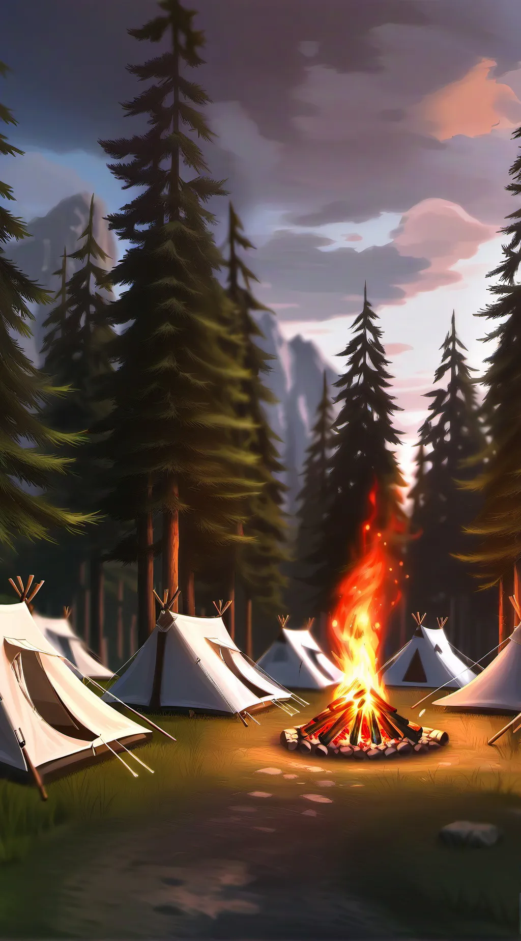 ai character: hazbinHotel Camp background