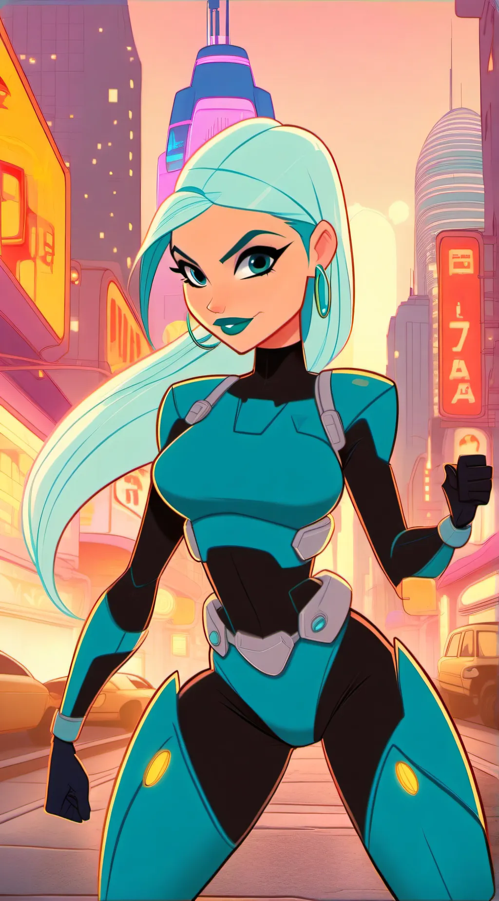 ai character: Teal background