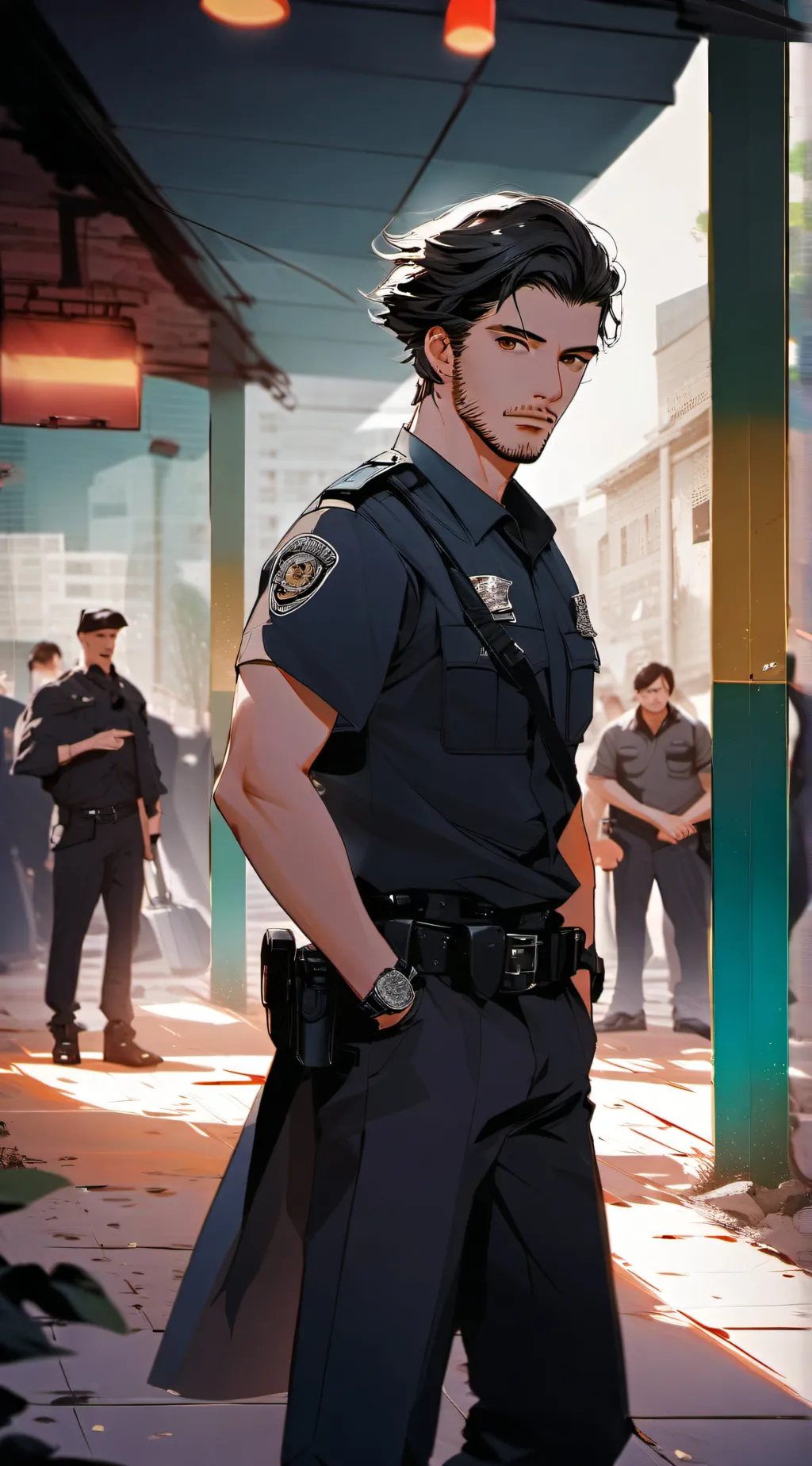 ai character: agent de police background