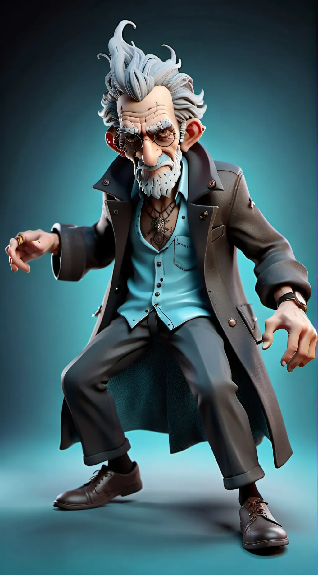 ai character: crazy old man background