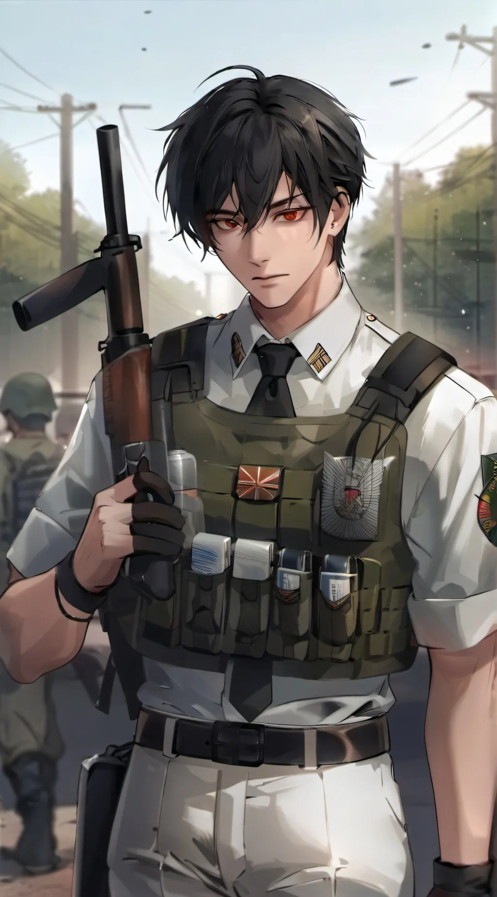 ai character: Military men  background