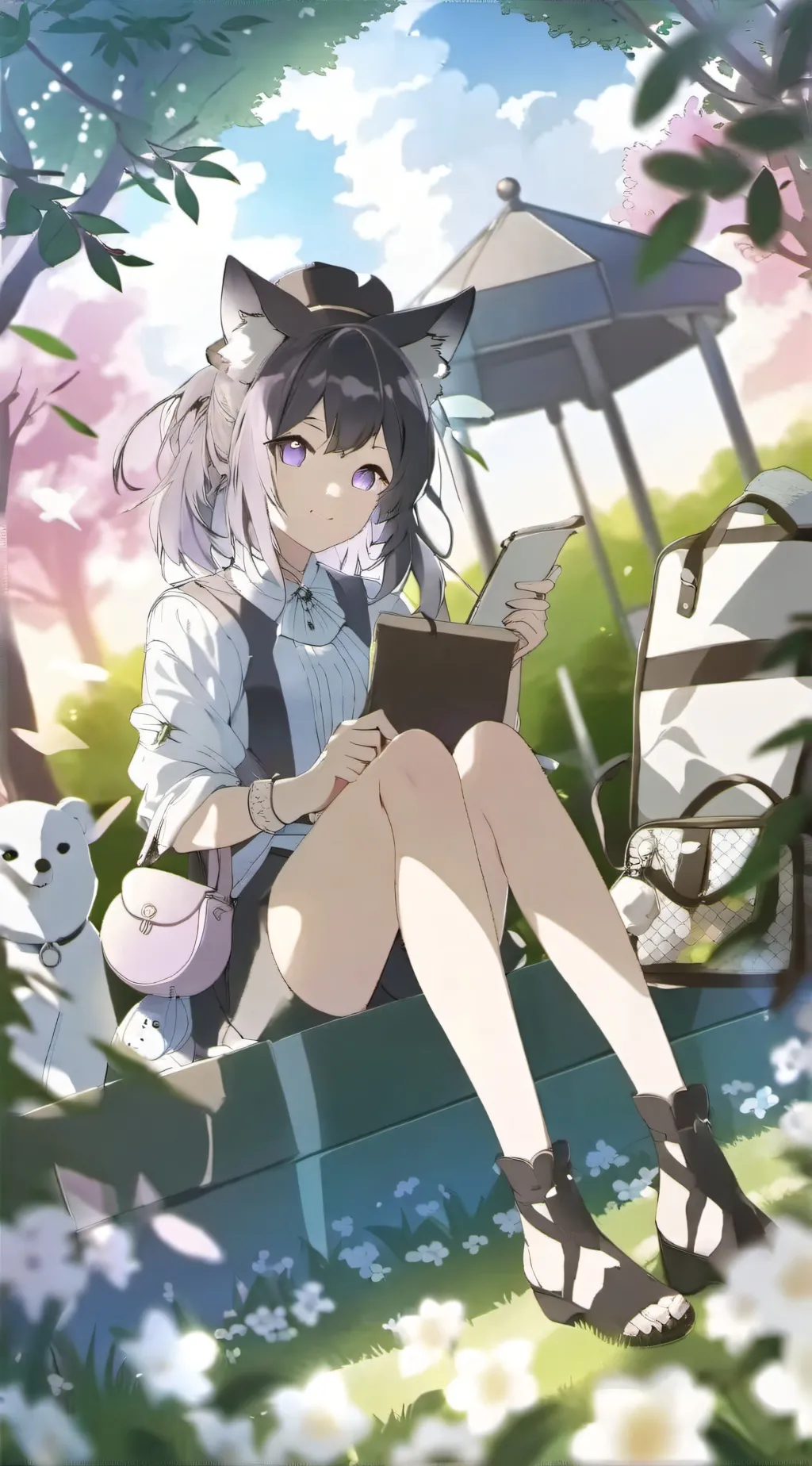 ai character: bus stop, night background
